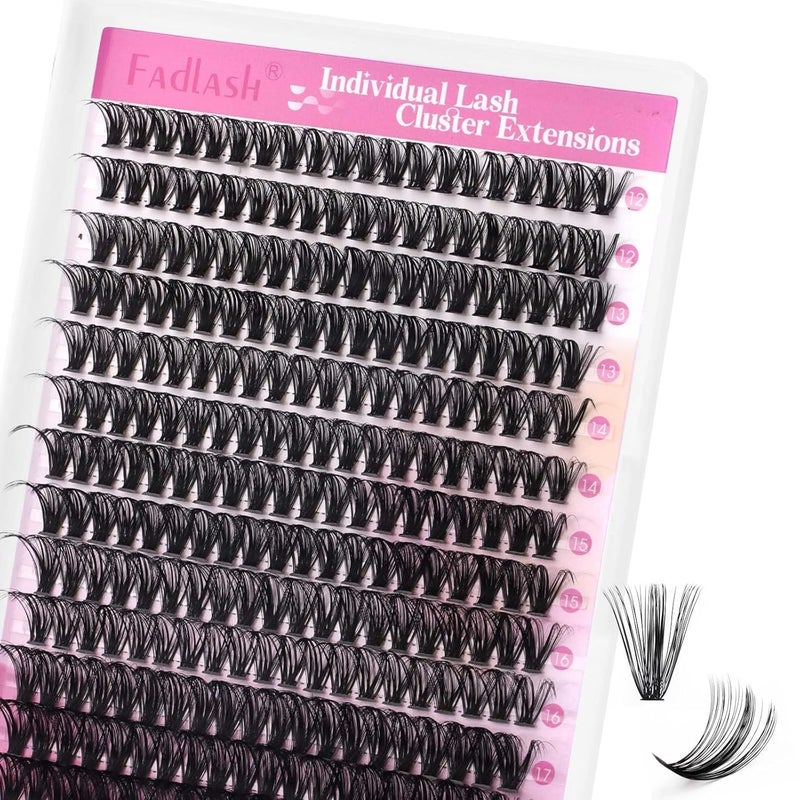 FADLASH عناقيد رموش رقيقة 280 قطعة رموش فردية مظهر طبيعي 40D د Curl 12-18 مم عناقيد رموش ناعمة ورقيقة (قد تختلف بطاقات التعبئة)  - Image 1